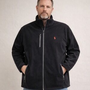 POLO Ralph Lauren Performance Fleece Jacket Mens Size 1X Full Zip Black Gorpcore